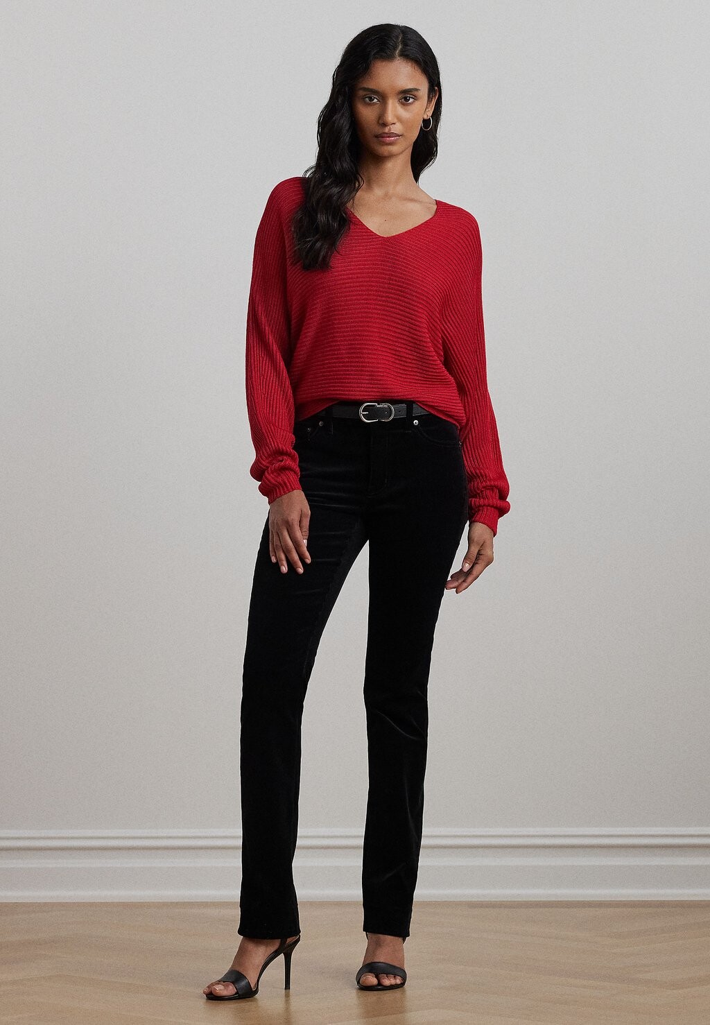 

Джемпер RIB KNIT DOLMAN SLEEVE SWEATER Lauren Ralph Lauren, красный