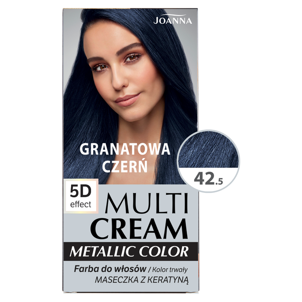 

Краска для волос 42.5 темно-черный, 1 упаковка. Joanna Multi cream metallic color, цвет 42.5 granatowa czerń