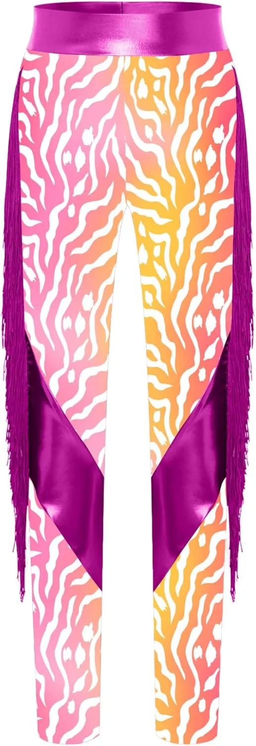 Детские леггинсы с зеброй и кисточками Aiihoo, Hot Pink