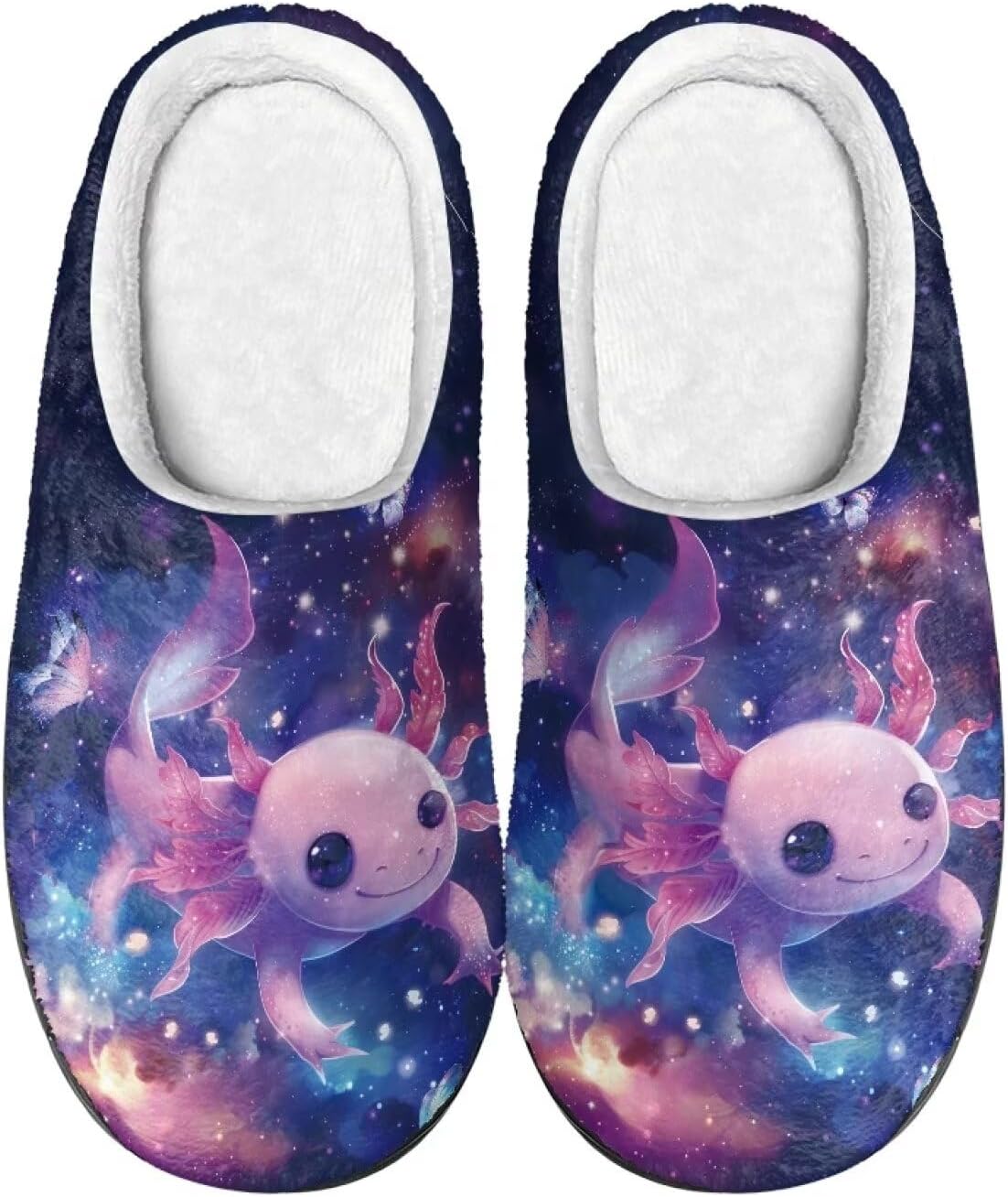

Теплые тапочки Xoenoiee для мужчин и женщин, мягкие удобные домашние тапочки, легкие, слипоны, пушистые для спальни и дома, Cute Axolotl Galaxy