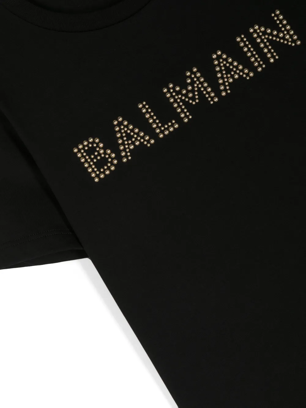 Футболка с логотипом и заклепками Balmain Kids, черный — фото 3