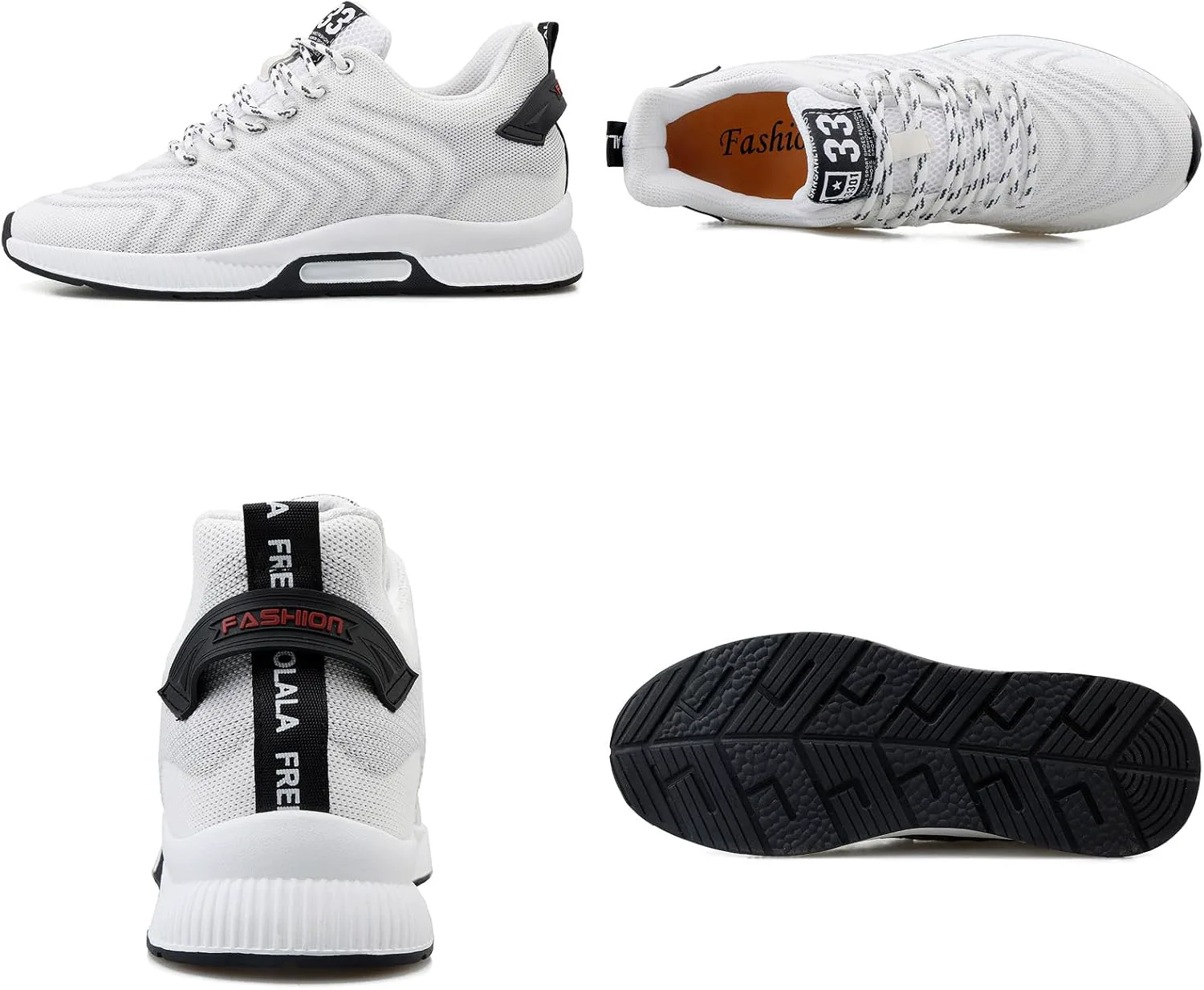 

Кроссовки FLIOZY с подъемом на 6 см для мужчин, невидимая вставка для увеличения роста, спортивные кроссовки на шнуровке, повседневная обувь для прогулок, белый