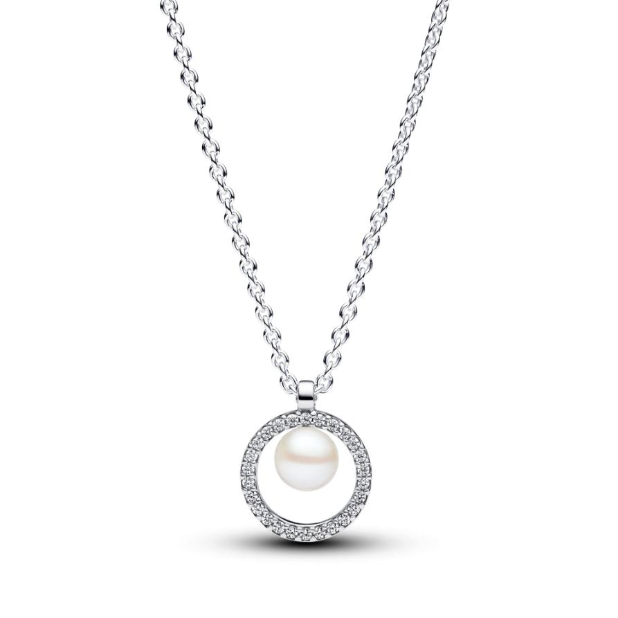 

Ожерелье Treated Freshwater Cultured Pearl & Pavé Collier Pandora, стерлинговое серебро