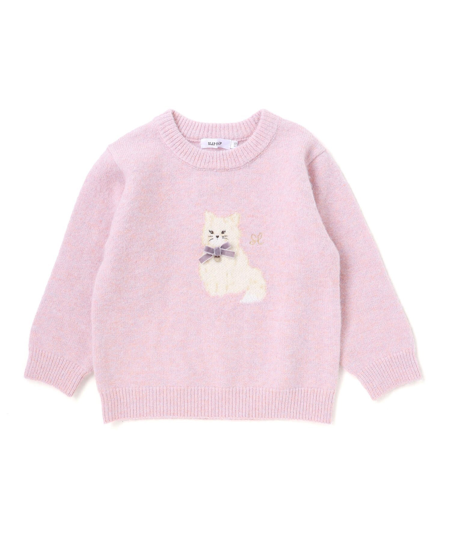 Вязаный топ с изображением лошади и кошки (80-130 см) SLAP SLIP, Pink (cat) — фото 2