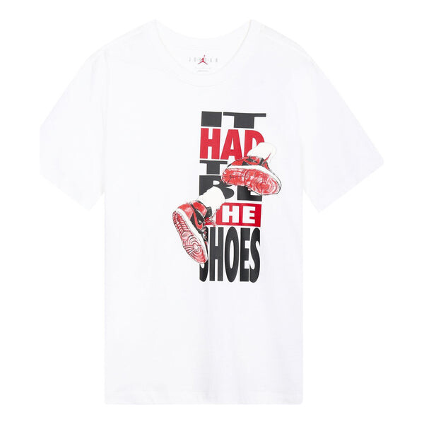 

Футболка Men's Air Jordan The Shoes Printing Sports Round Neck Short Sleeve White T-Shirt, мультиколор