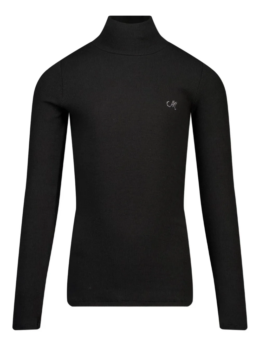 

Топ в рубчик с высоким воротом Monnalisa, черный