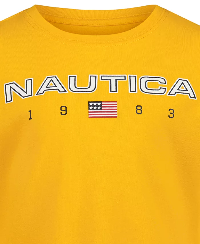 Мальчиковая футболка с длинным рукавом 2T-7 с дизайном флага США Nautica, желтый — фото 3