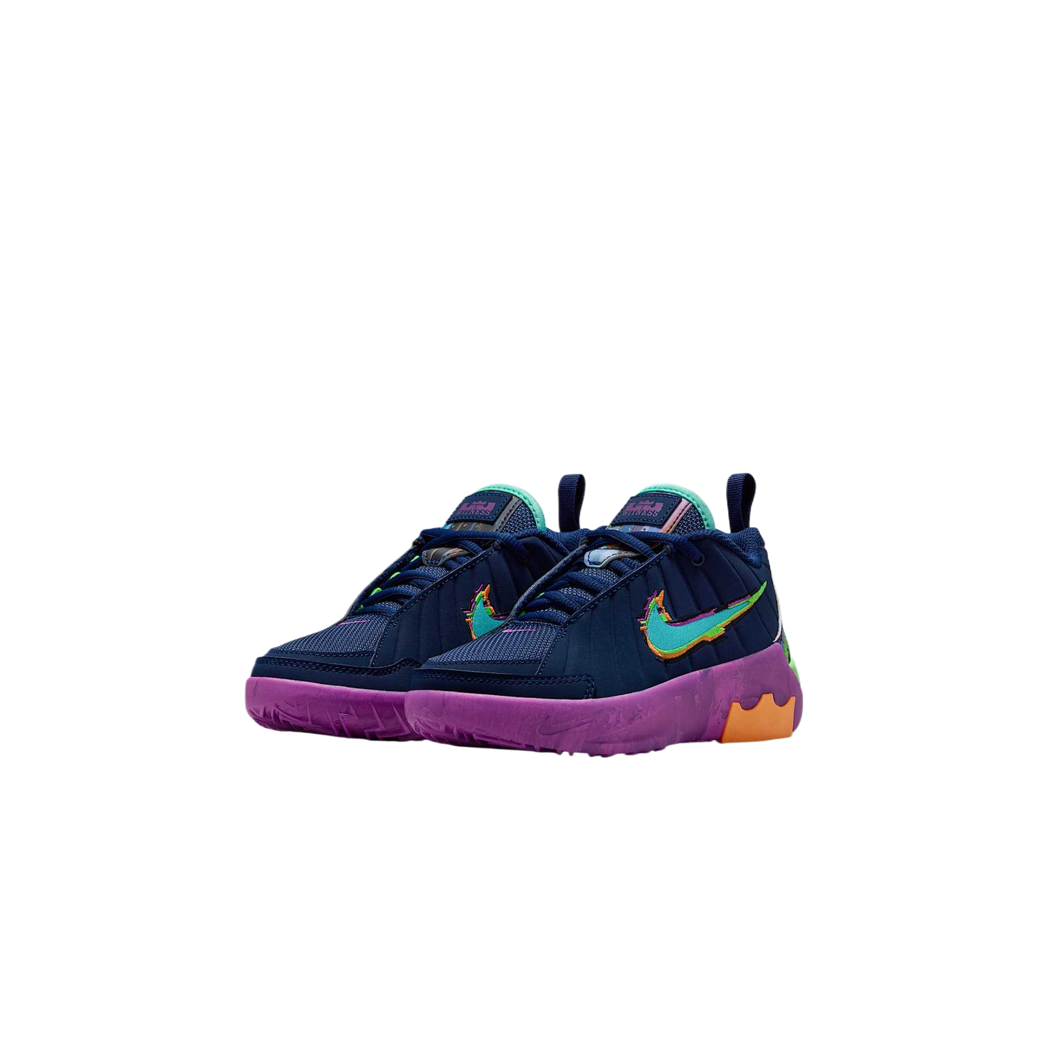 Детские баскетбольные кроссовки LeBron Witness 9 Low top Nike, синий/ярко-фиолетовый/зеленый — фото 4