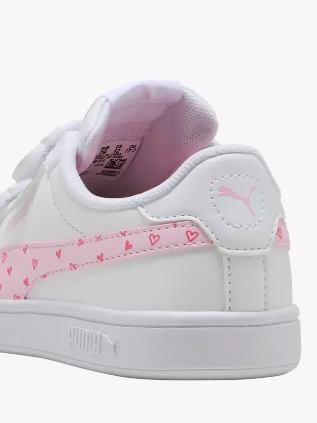 Детские кожаные кроссовки Smash 30, бело-розовые PUMA — фото 3