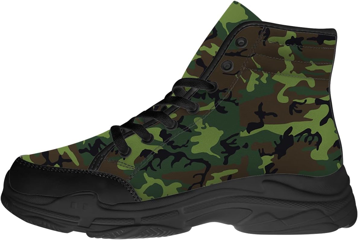 

Кроссовки Quorax Camouflage с высоким верхом для мужчин и женщин, на шнуровке, из ткани, подарок для него и для нее, черный/зеленый