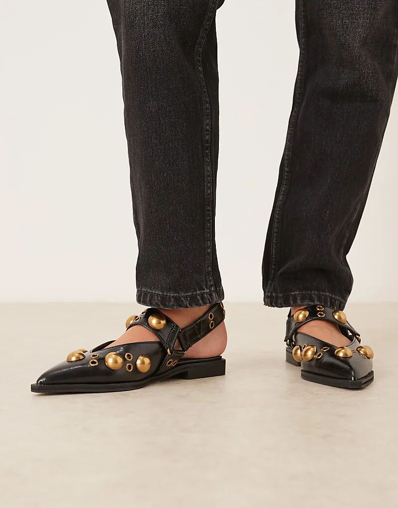 Черные балетки Мэри Джейн с заклепками от ASOS DESIGN Luxor — фото 4