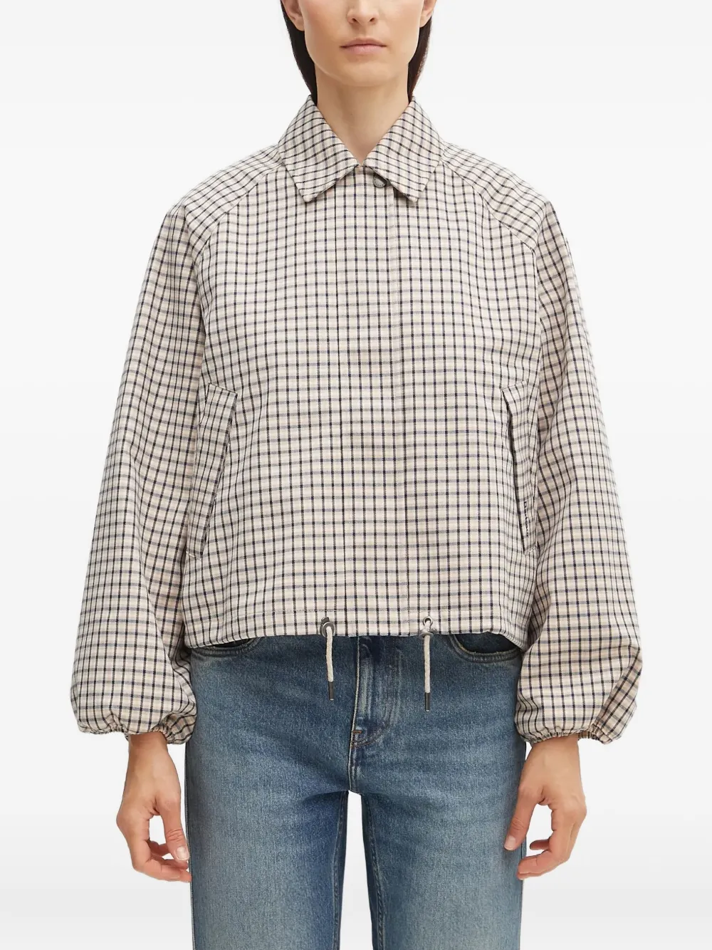 

Жакет в клетку с рукавами-буфами Barbour, нейтральный