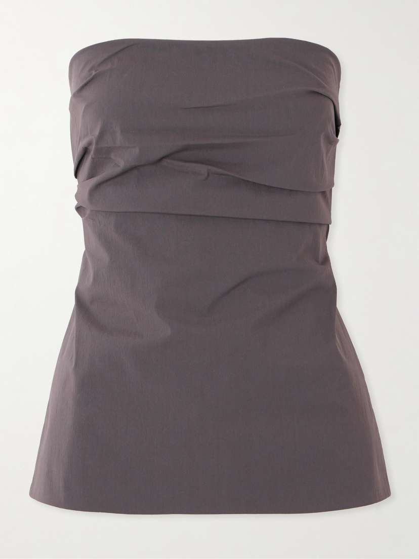 

Топ из хлопковой смеси без бретелек, со сборками и завязками на спине St. Agni, коричневый