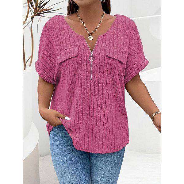 

Женская футболка с коротким рукавом и молнией на лето Xuba, Hot Pink, Розовый, Женская футболка с коротким рукавом и молнией на лето Xuba, Hot Pink