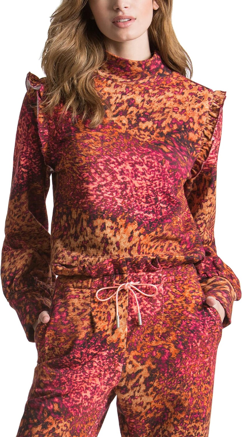 

Толстовка Juicy Couture Ruffled Armhole Mock Neck Sweater, цвет Beachwood Abstract Animal