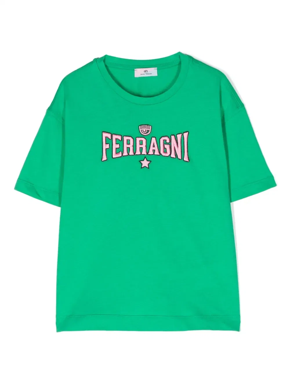 Футболка с вышитым логотипом Chiara Ferragni Kids, зеленый