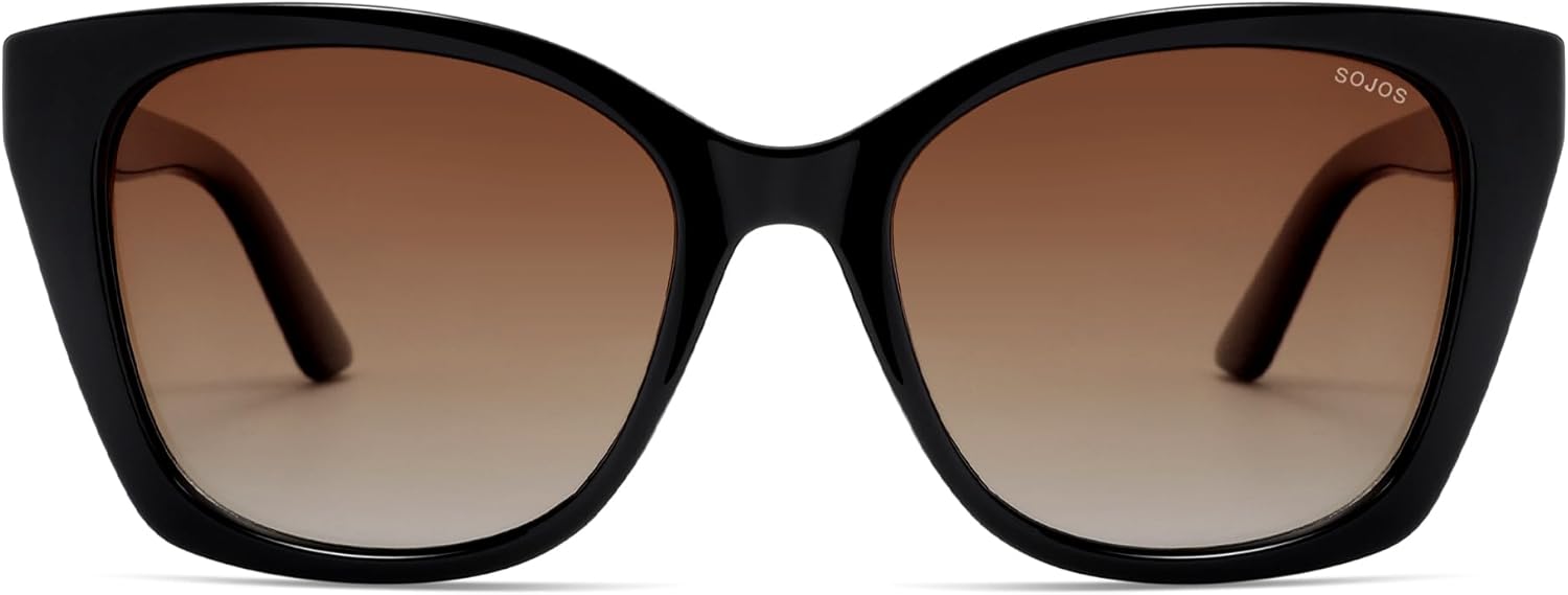 

SOJOS Винтажные солнцезащитные очки большого размера "кошачий глаз" для женщин, защита от ультрафиолета UV400, дизайнерские линзы Lentes De Sol Para Mujer SJ2634, Black/Brown