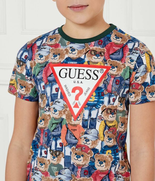 Футболка детская Guess Regular Fit с принтом, синий — фото 4