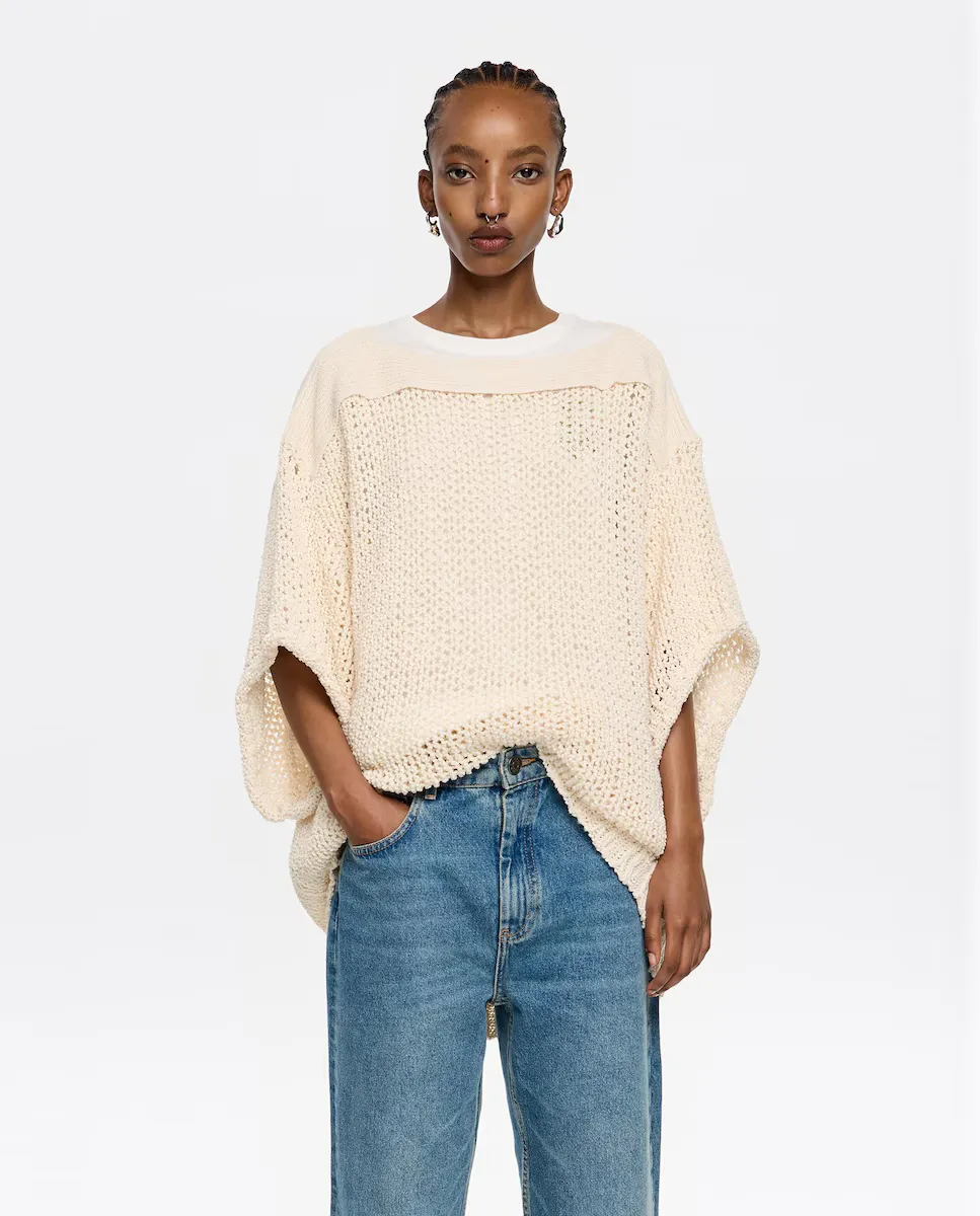 

Oversize женский джемпер с дырочками Bimba y Lola, цвет Crudo
