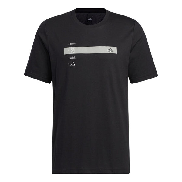

Футболка Men's adidas Stripe Printing Sports Short Sleeve Black T-Shirt, черный