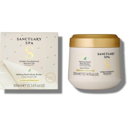 

Sanctuary Spa Масло для тела с тающим жемчугом и золотым сандалом с маслом ши и аргановым маслом 300г