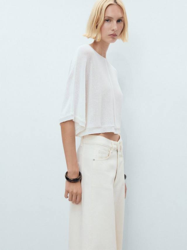 

Aventura свитер оверсайз из льняной смеси тонкой вязки Mango, White