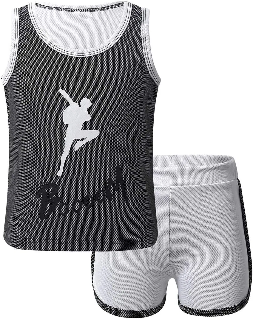 Детский спортивный костюм с логотипом Boooom, Mufeng, топ и шорты, серый — фото 2