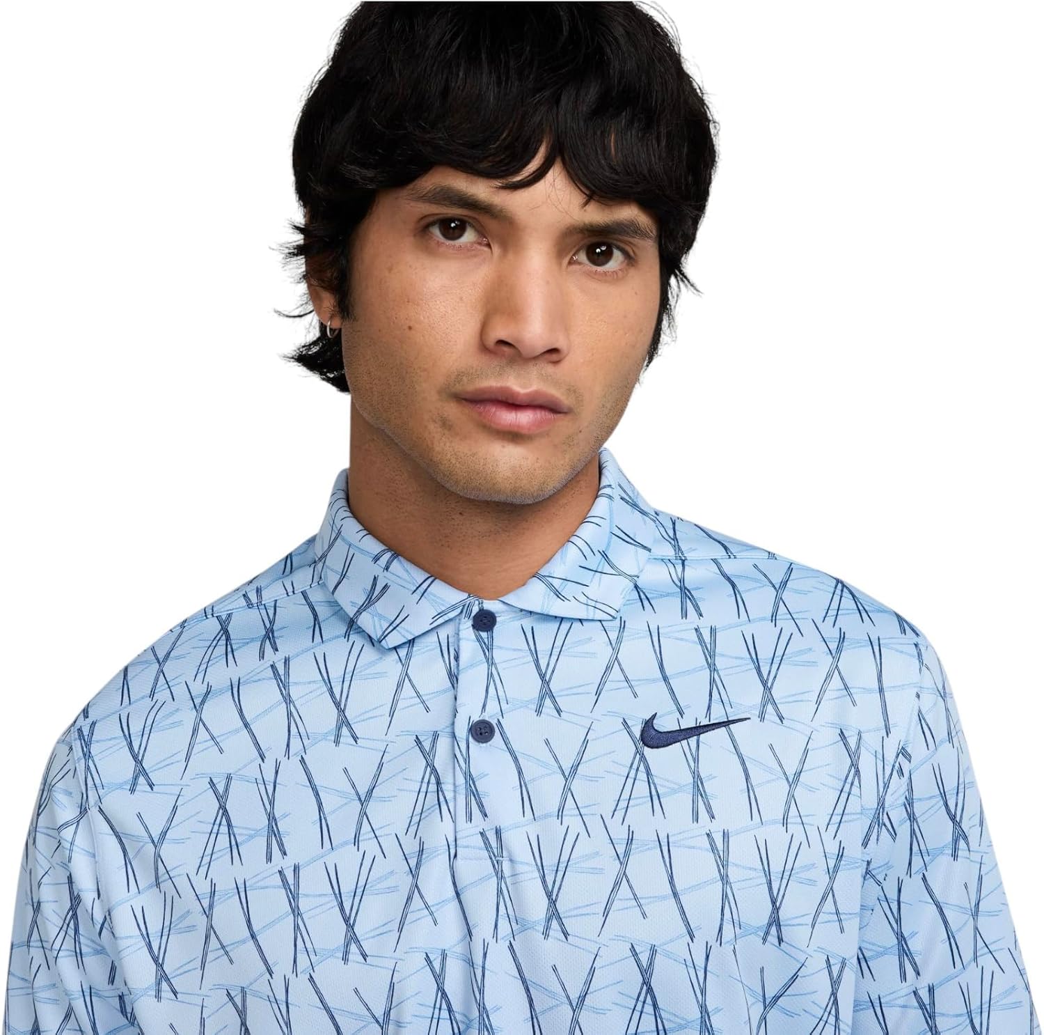 Мужская футболка-поло для гольфа Nike Dri-FIT Victory+ с принтом сосновых иголок Classic Fit, Blue 422 — фото 2