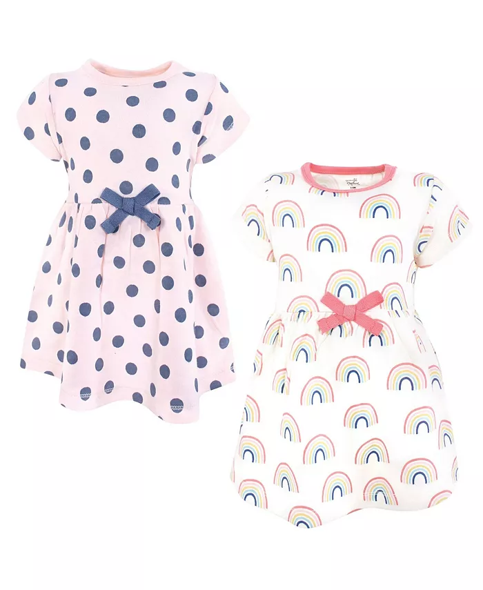 

Детские платья для девочек из натурального хлопка комплект из двух моделей с коротким и длинным рукавом Touched By Nature, розовый