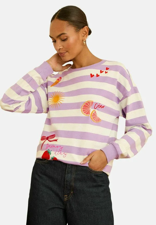 

Толстовка стандартного кроя с вышивкой Love & Roses, Lilac Purple Stripe, Розовый, Толстовка стандартного кроя с вышивкой Love & Roses, Lilac Purple Stripe