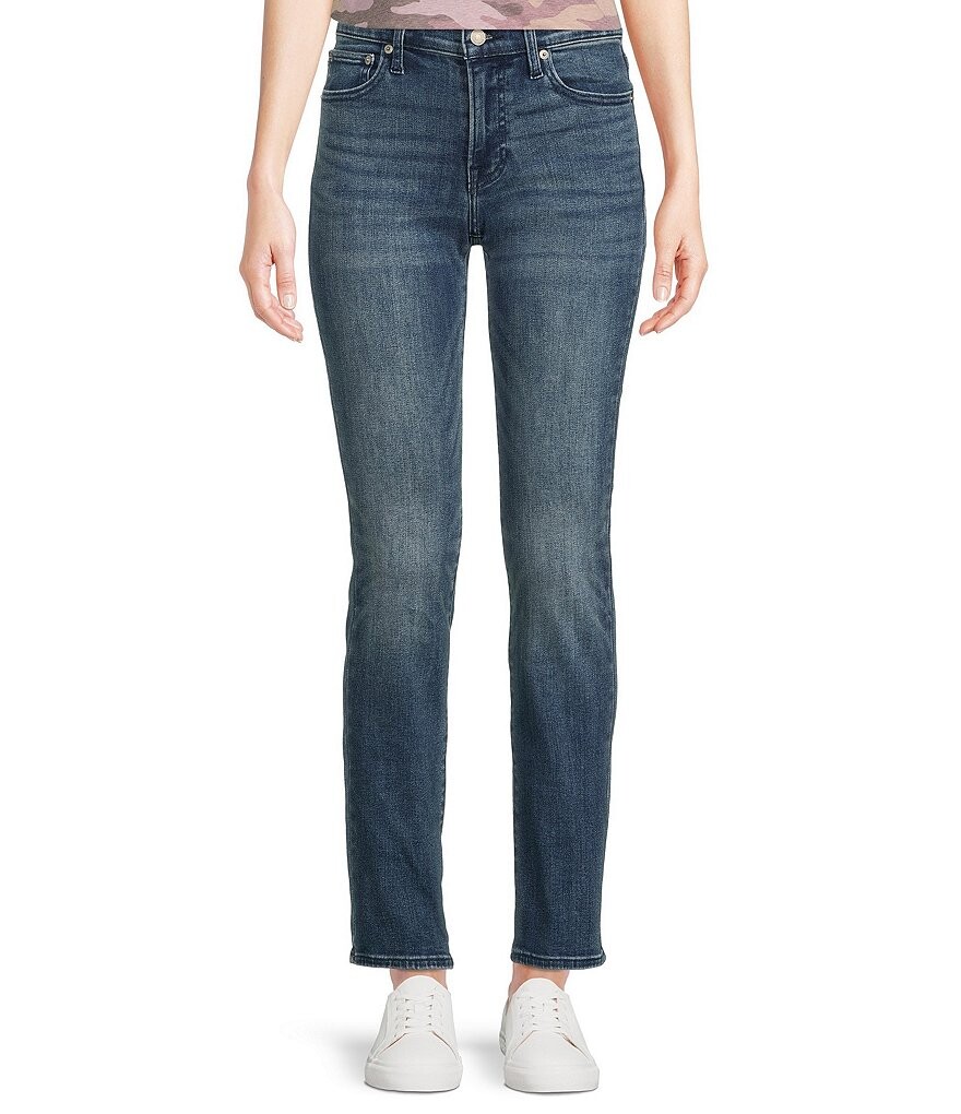 

Симпатичные прямые джинсы Lucky Brand со средней посадкой до щиколотки из эластичного денима, синий