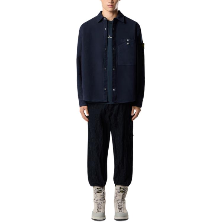Stone Island Мужская рубашка, темно-синие, средней толщины — фото 3