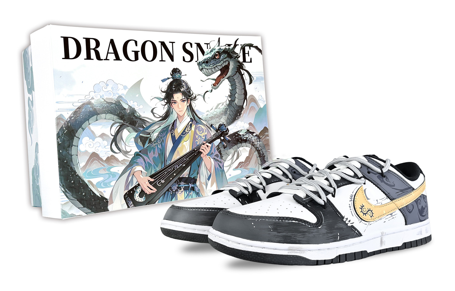 

Кроссовки Dunk Low Illusion, Mechanism Art, специальная упаковка, износостойкие низкие скейтбордные кроссовки, унисекс Nike, черный серый желтый