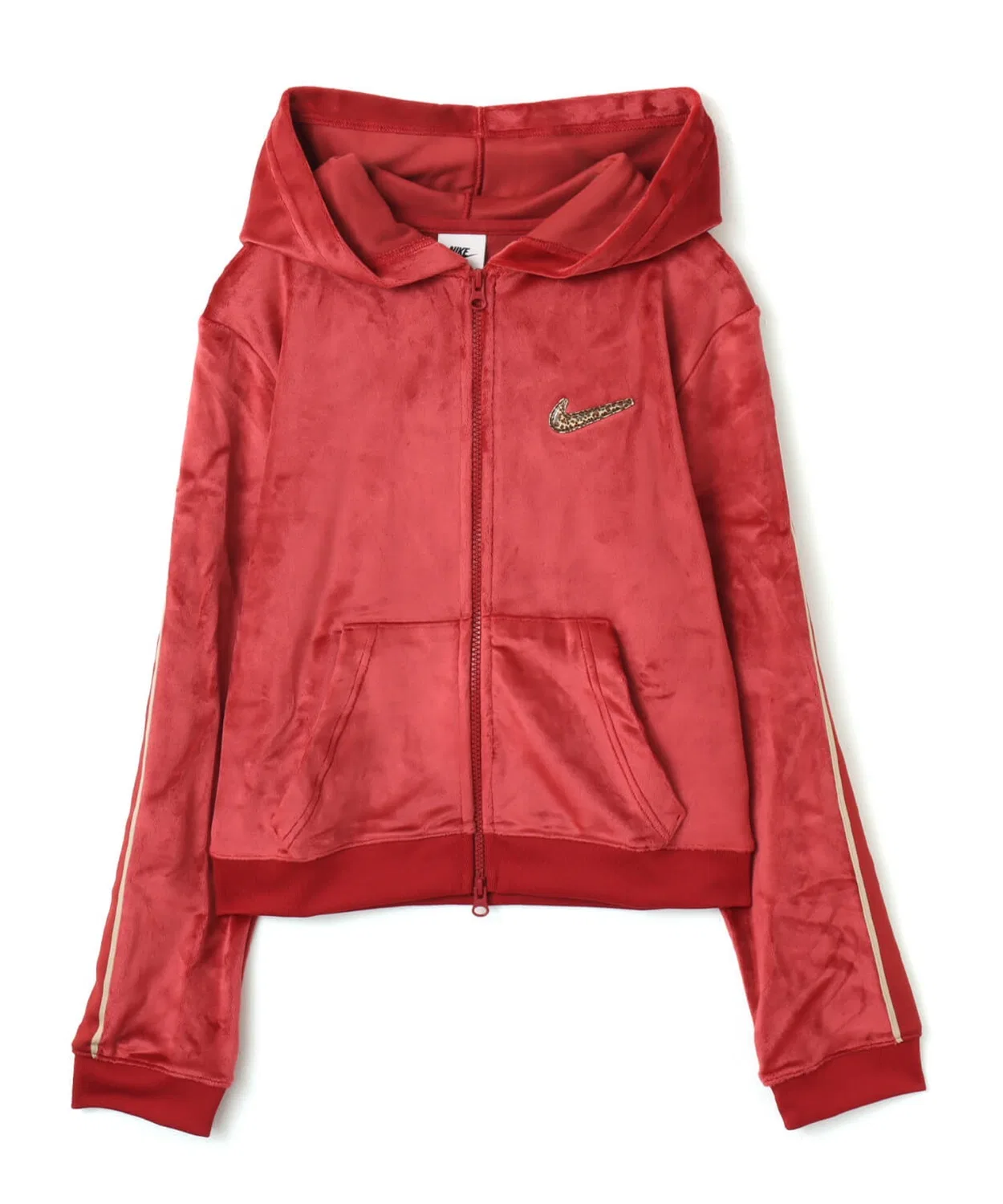 Топ женский Nike NSW TRND VLR FZ HD LS с фулл-зип, красный