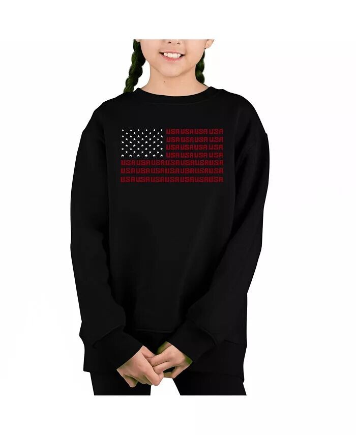 

Флаг США — толстовка с круглым вырезом Big Girl's Word Art La Pop Art, черный