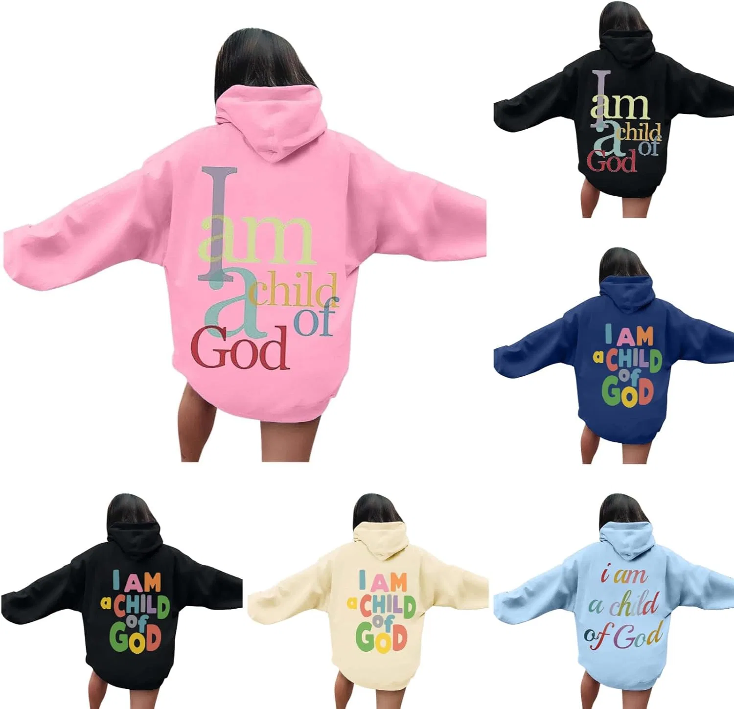 Толстовка на молнии с капюшоном, I Am A Child Of God Jesus, розовый