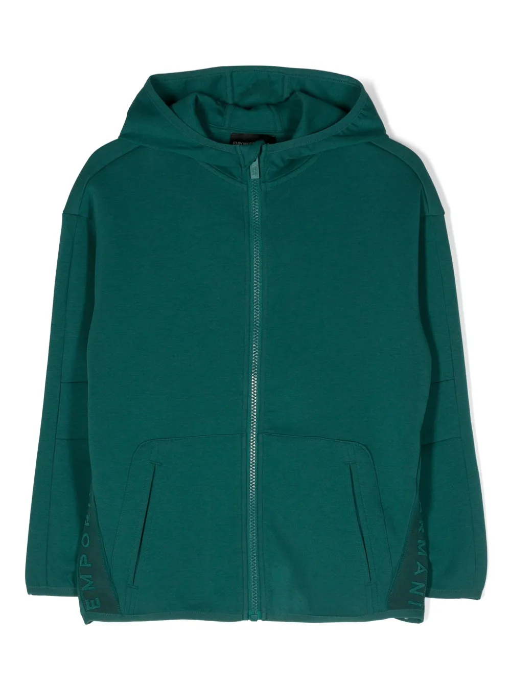 

Худи на молнии с логотипом Emporio Armani Kids, зеленый