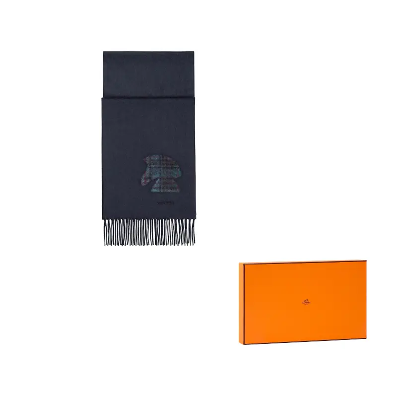

HERMES Вязаный шарф мужской, Ocean Dark Blue