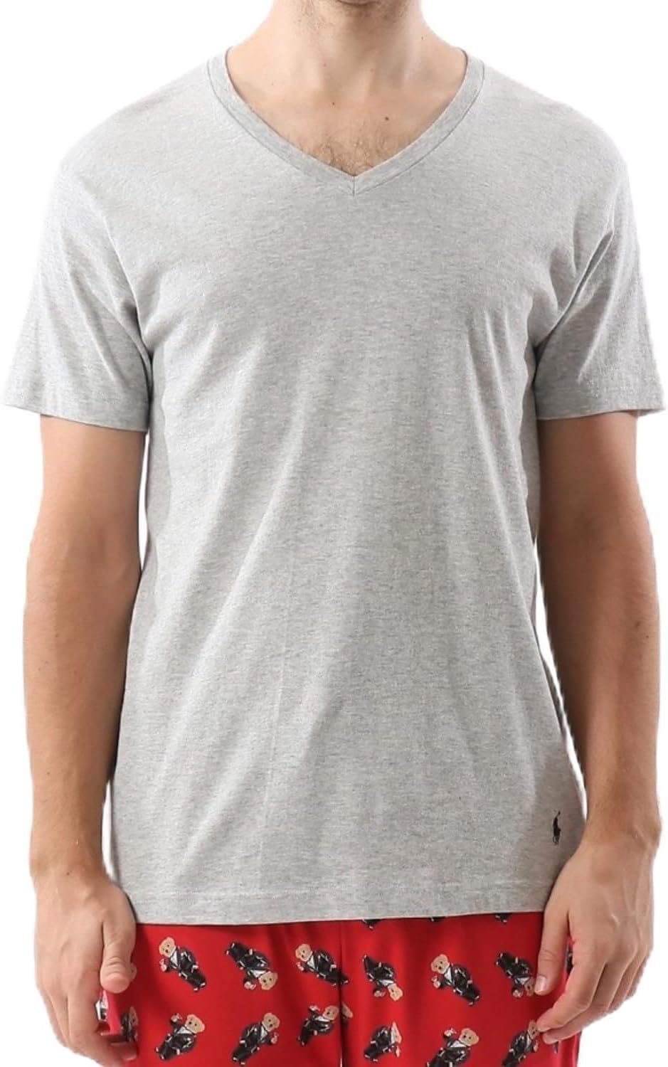 

Футболка-поло RALPH LAUREN RM1-X002 мужская, с V-образным вырезом и логотипом One Point, однотонная, 100% хлопок, меланжевый серый, размер L Polo Ralph Lauren