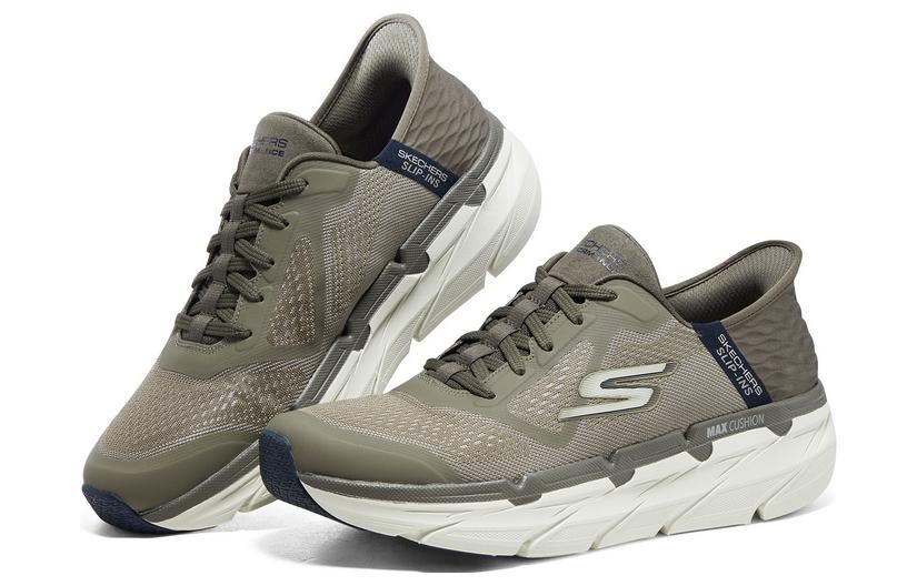 Кроссовки для бега Max Cushioning для мужчин с низким верхом коричневого цвета Skechers — фото 3