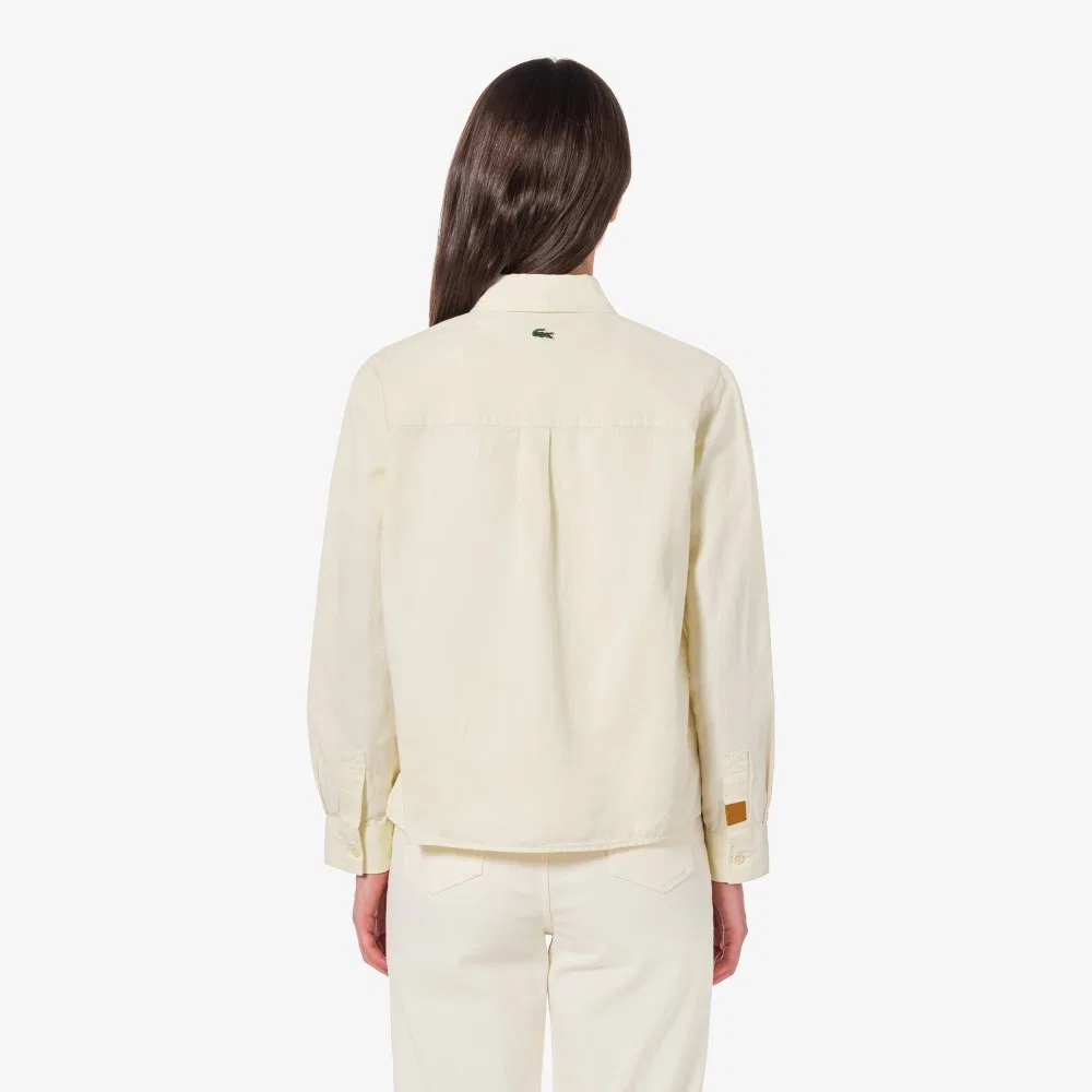 Рубашка-куртка Lacoste из денима, офф-вайт — фото 3