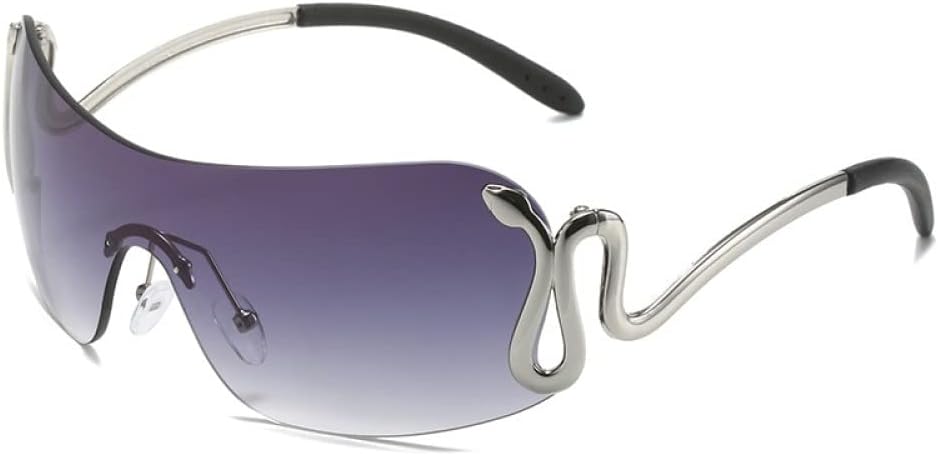 

Большие прямоугольные солнцезащитные очки без оправы для женщин, змеиная змеиная оправа, солнцезащитные очки в стиле панк, защита от ультрафиолета UV400 LANGSER, C2 Silverdoublegray