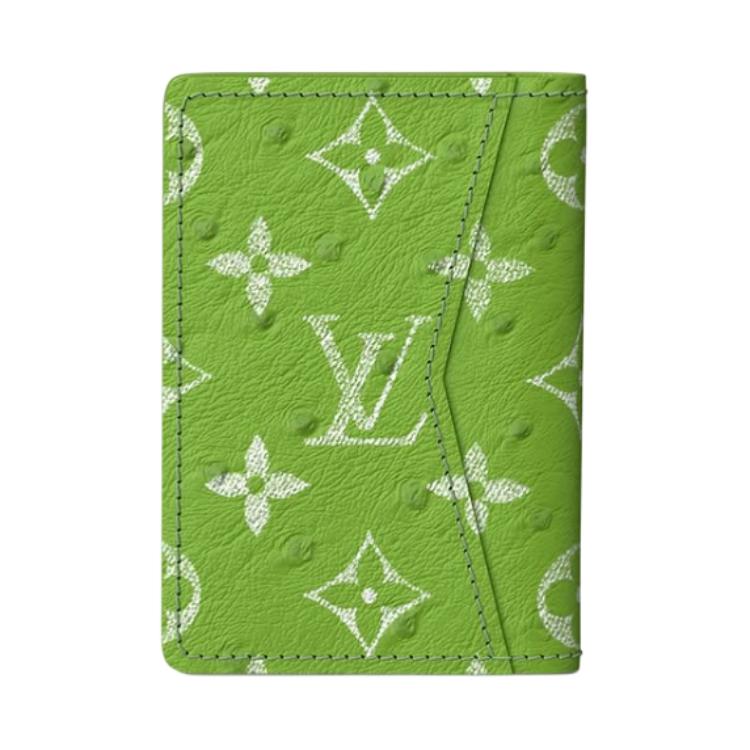 LOUIS VUITTON Кожаный картхолдер Pocket Organizer для мужчин, зеленый — фото 4