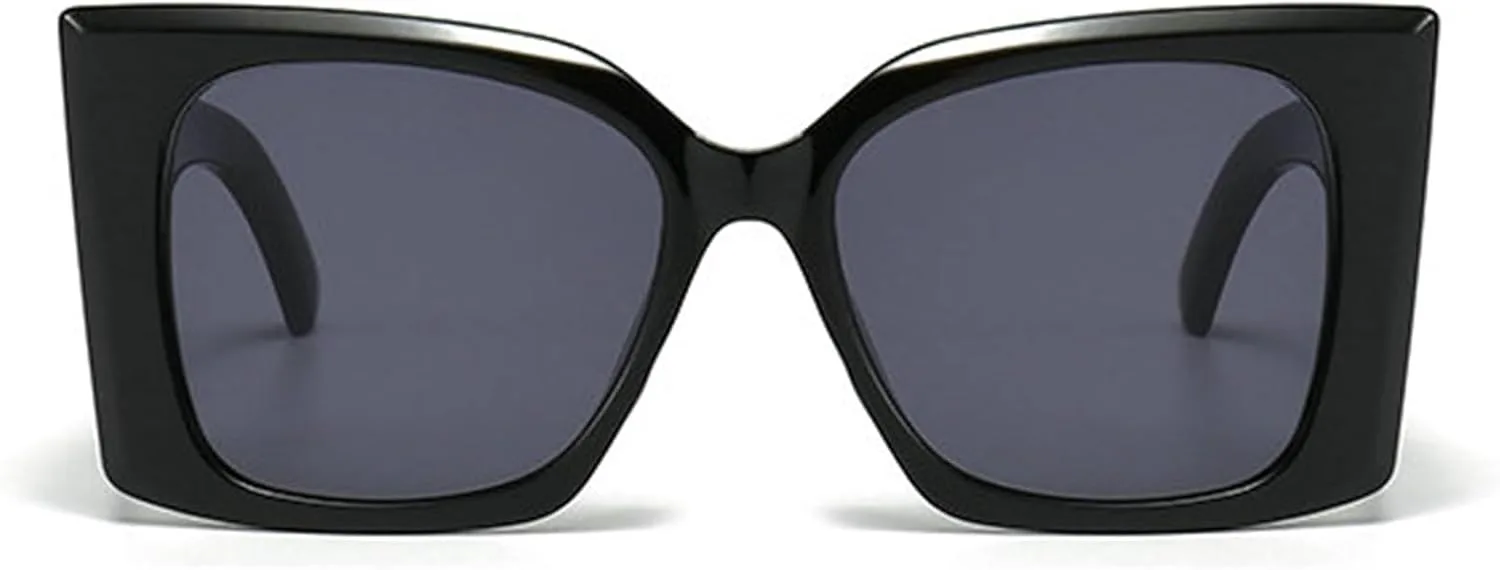 

Willochra Модные солнцезащитные очки большого размера для женщин, стильные очки «кошачий глаз» в квадратной оправе с защитой от УФ-излучения, 2pcs-black&blue