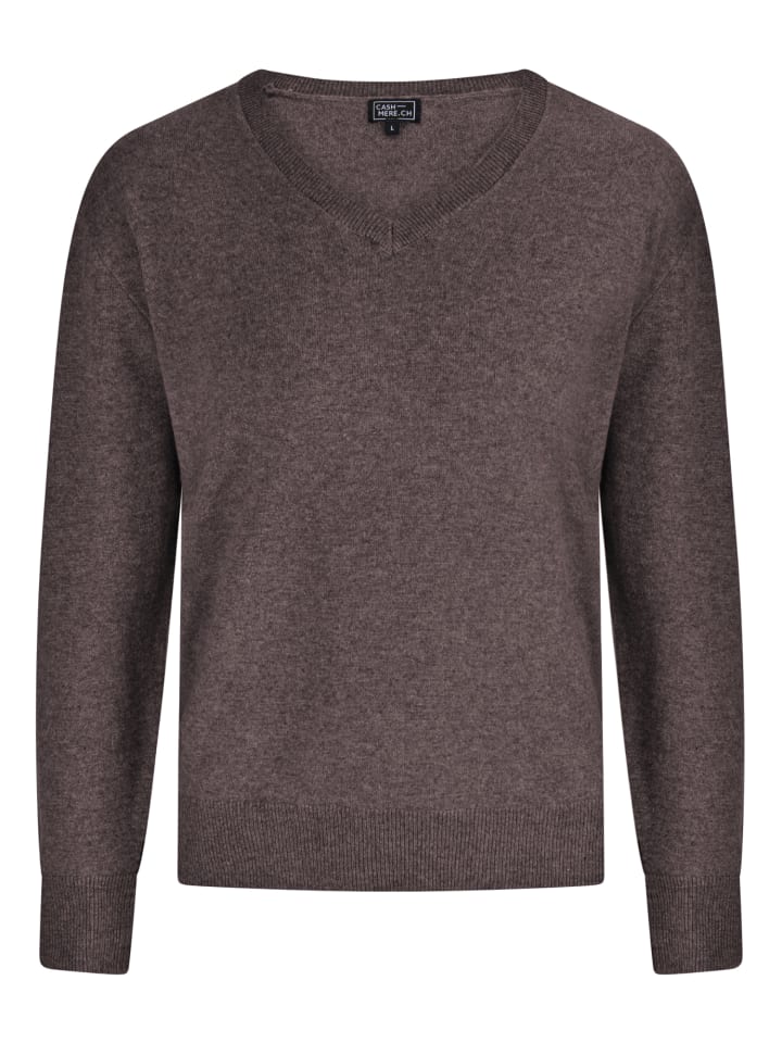 

Свитер с V-образным вырезом в цвете серо-коричневый меланж CASH-MERE.CH