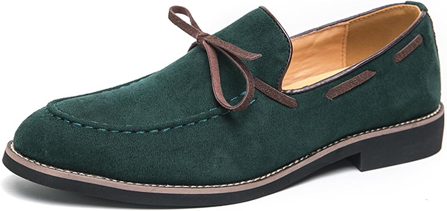 

Мужские замшевые туфли-лоферы с низким квадратным каблуком, классические удобные с кисточками, на мягкой подошве, слипоны для повседневной носки, вождения, работы и вечеринок Wyuetra, зеленый