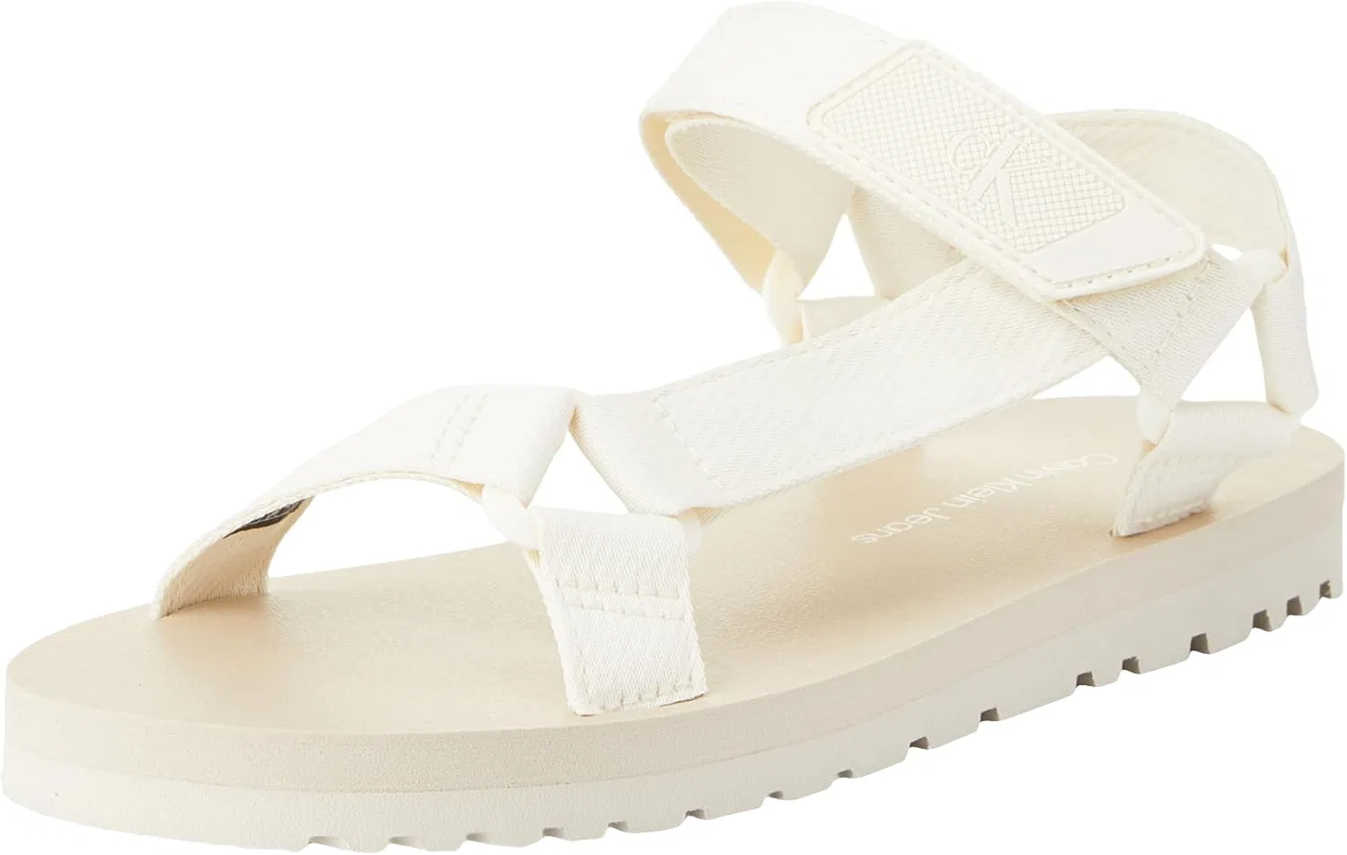 Мужские сандалии Calvin Klein на липучке, цвет BTW, Ym0ym00944, плоская подошва, Beige Creamy White Eggshell