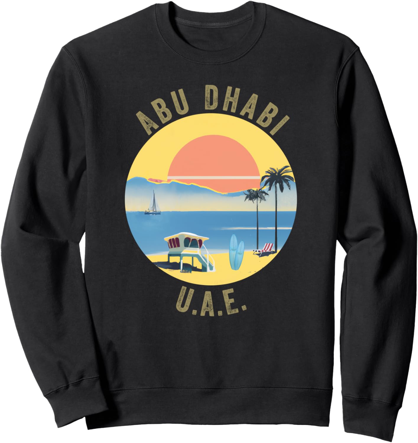 

Сувенирная одежда Абу-Даби в стиле ретро и винтаж, толстовка Абу-Даби Abu Dhabi Retro Souvenir Apparel, черный