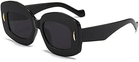 

2027 Цветные квадратные женские модные солнцезащитные очки с градиентными оттенками UV400 Винтажные мужские солнцезащитные очки с заклепками MTZJH, Black Grey