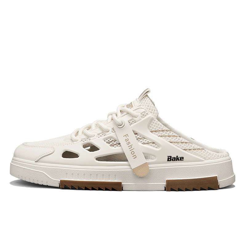 

BAKE Резиновая подошва ПВХ поливинилхлорид устойчивые к запаху противоскользящие закрытые тапочки мужские бежевые, цвет Beige